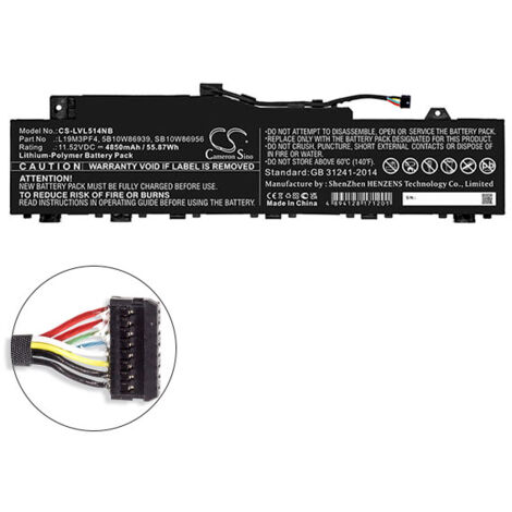 NX - Batterie ordinateur portable compatible Lenovo 11.52V 4850mAh - SB10W86956 (1/2)