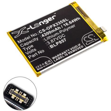 NX - Batterie téléphone, smartphone, GSM pour Oppo 3.87V 4300mAh - BLP857 (1/4)