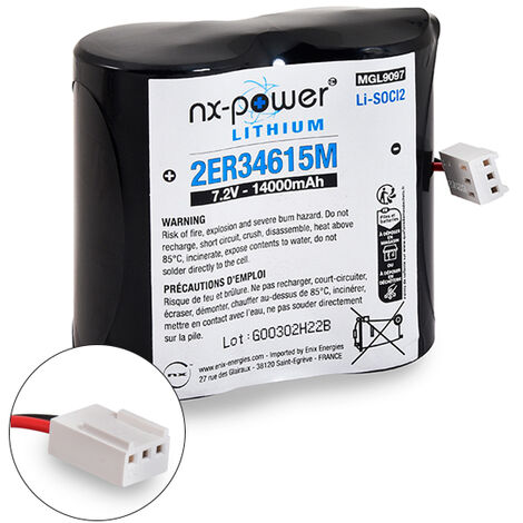 NX – Batterie pour alarme 7.2V 13Ah – Technologie Molex – Capacité élevée pour durée d'utilisation prolongée – Contrôles qualité ISO 9001 - BATLI02 (1/4)