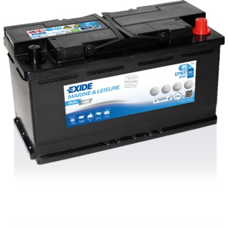 Exide – Batterie AGM marine 12V 95Ah 850A – Dimensions 353x175x190 mm – Technologie plomb étanche – EP800