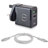 NX - Adaptateur secteur UK 65W + Câble USB C vers Lightning