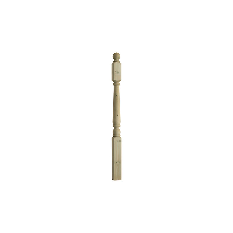 Colonial Turned Pine Newel Post with Ball Cap - 83 x 83 x 1250mm (1 Unit)