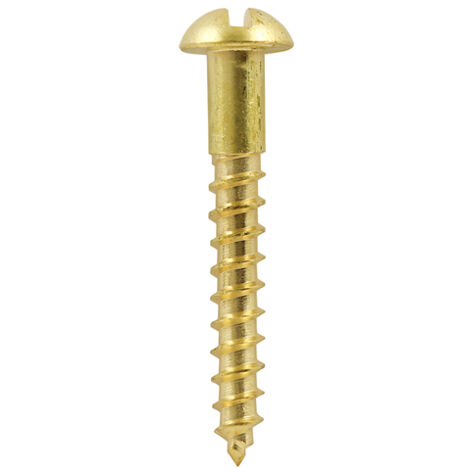 TIMCO Solid Brass Round Head Woodscrews - 8 x 1