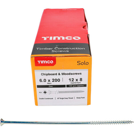 TIMCO Solo Countersunk Silver Woodscrews - 6.0 x 200