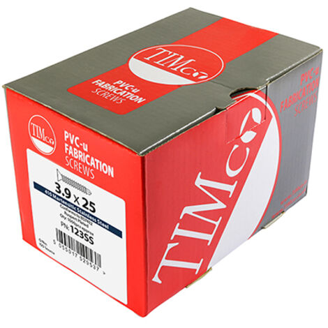 TIMCO Window Fabrication Screws Countersunk with Ribs PH Self-Tapping Thread Self-Drilling Point Martensitic Stainless Steel & Silver Organic - 3.9 x 19 (1/2)