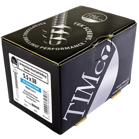 TIMCO Self-Drilling Heavy Section A2 Stainless Steel Bi-Metal Screws - 5.5 x 55 (1/2)