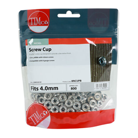 TIMCO Screw Cups Nickel - To fit 8 Gauge Screws (1/2)