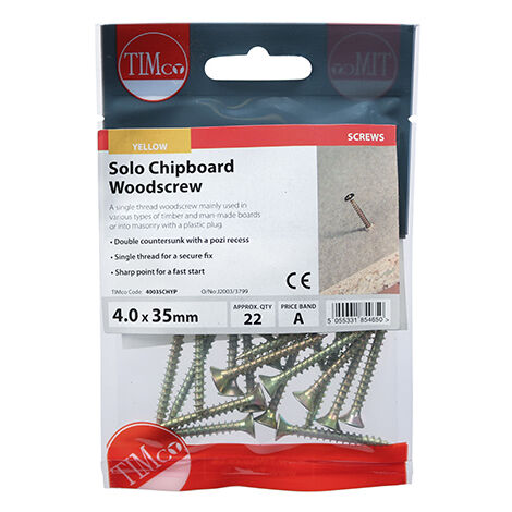 TIMCO Solo Countersunk Gold Woodscrews - 4.0 x 35