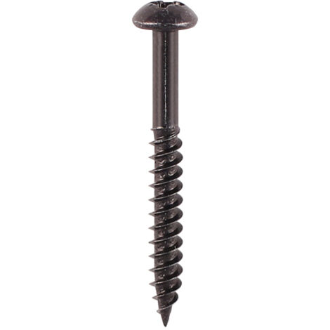 TIMCO Twin-Threaded Round Head Black Woodscrews - 10 x 11/2
