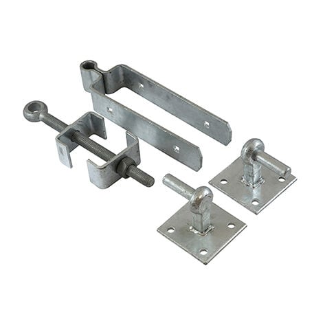 Taurus Adjustable Fieldgate Hinge Set Hook Plates 300mm (12) Galvanised ...