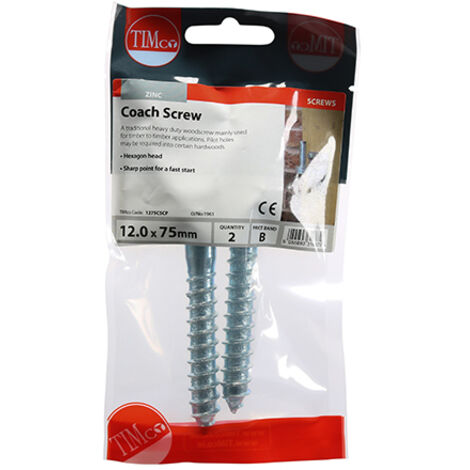 TIMCO Coach Screws Hex Head Silver - 12.0 x 75