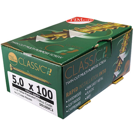 TIMCO C2 Strong-Fix Multi-Purpose Premium Countersunk Gold Woodscrews - 5.0 x 45