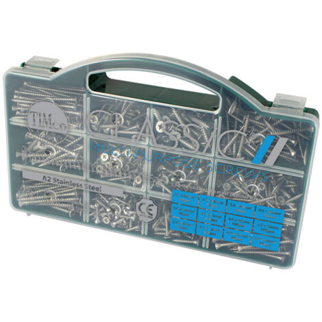 TIMCO Classic Multi-Purpose Countersunk A2 Stainless Steel Woodcrews Assorted Case - 895pcs (1/2)
