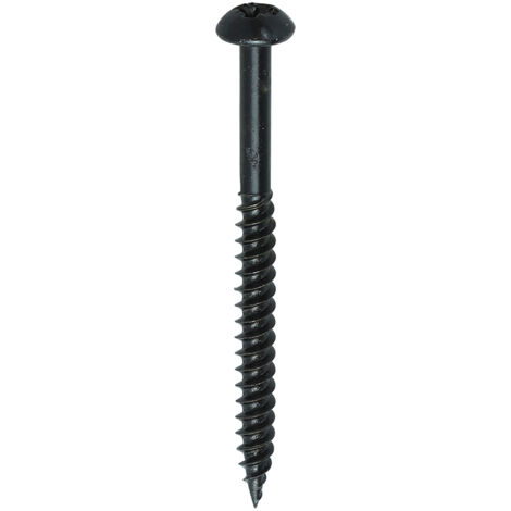 TIMCO Twin-Threaded Round Head Black Woodscrews - 8 x 2