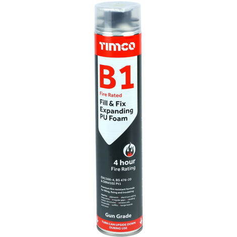 TIMCO Fill & Fix Fire Rated Expanding PU Foam B1 Gun Grade - 750ml (1/2)