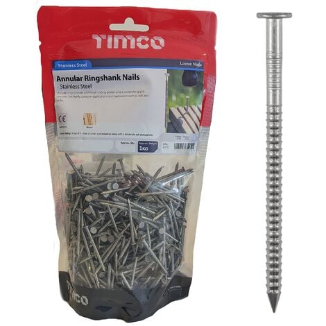 Timco Stainless Steel Annular Ring Shank Nails - 4.5 x 100mm (1kg Bag)