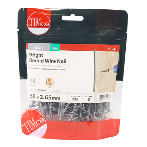 TIMCO Round Wire Nails Bright - 50 x 2.65