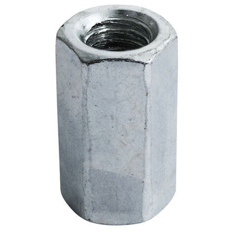 Timco Hex Connector Nuts DIN6334 Silver - M6 (200 Box)