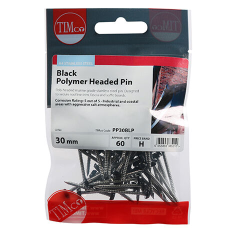 TIMCO Polymer Headed Pins A4 Stainless Steel Black - 30mm