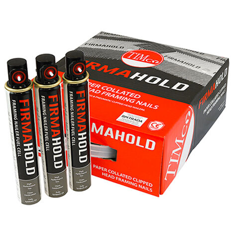TIMCO FirmaHold Collated Clipped Head Ring Shank Firmagalv Nails & Fuel Cells - 2.8 x 63/3CFC