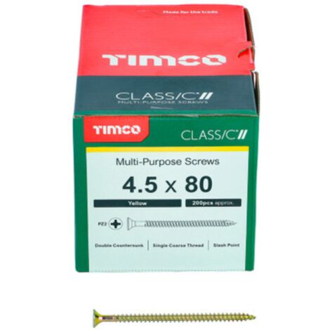 Timco Classic Multi-Purpose Double Countersunk Gold Woodscrews PZ2 - 4.5 x  80mm (200 Box)