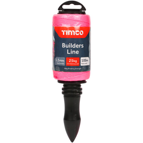 TIMCO Nylon Builders Line on Winder Pink - 1.5mm x 100m