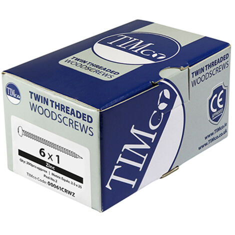 TIMCO Twin-Threaded Round Head Silver Woodscrews - 8 x 11/4