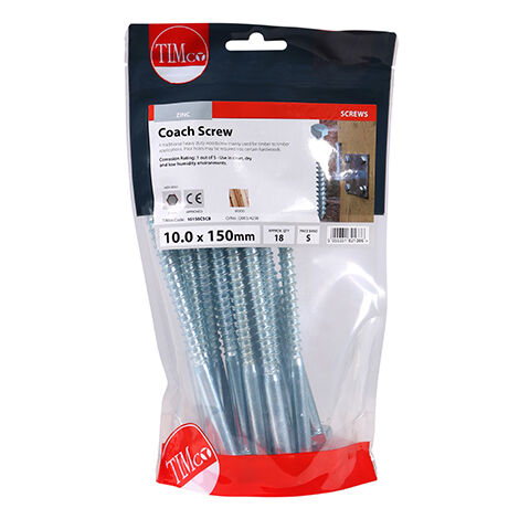 TIMCO Coach Screws Hex Head Silver  - 10.0 x 150