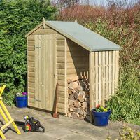 4 x 3 Oxford Shed with Log Store - Natural