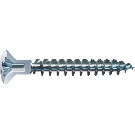 tornillo rosca madera cabeza plana con orificio para tapon pozidriv zincado largo 50nm diámetro 4.5mm (caja 1000)