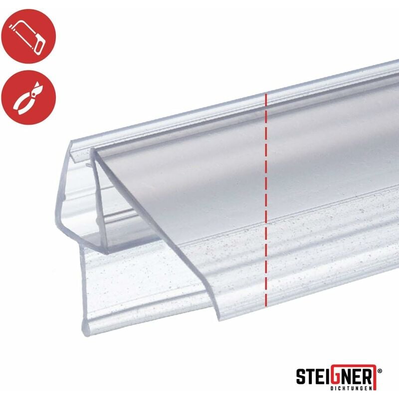 STEIGNER Joint de douche pour paroi en verre, 60cm, vitre 6/7/ 8 mm, joint  d'étanchéité PVC droit pour les cabines de douche réctangulaires, UK11 :  : Cuisine et Maison