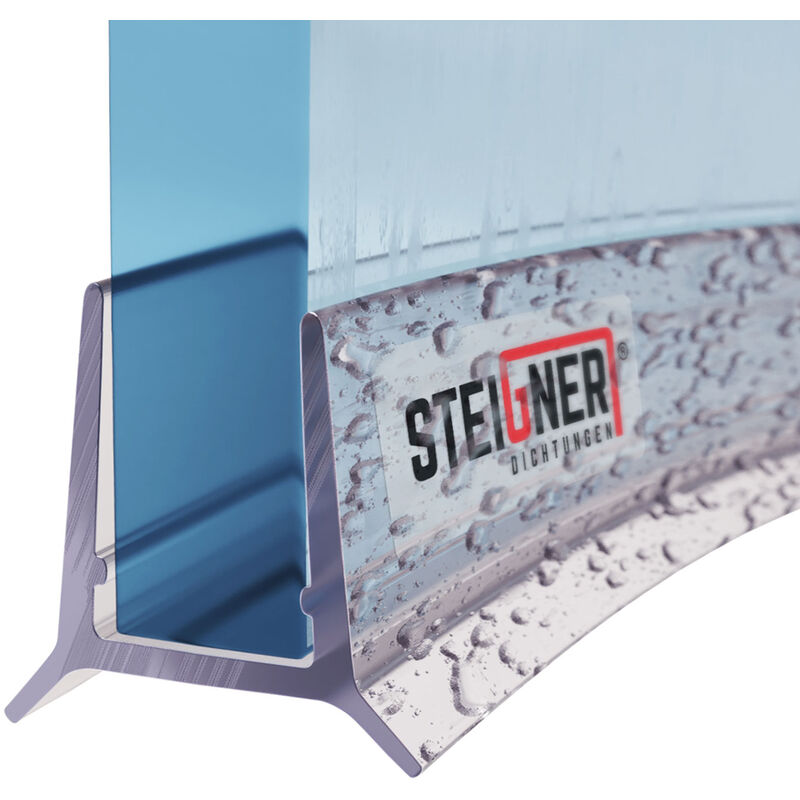 STEIGNER Joint de douche pour paroi en verre, 30cm, vitre 5/6mm, joint d' étanchéité PVC courbé pour les cabines de douche arrondies, UK24-06