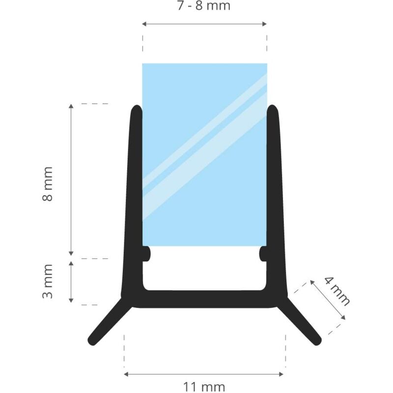 STEIGNER Joint De Douche Pour Paroi En Verre, 184cm, Vitre 3,5/4/5mm