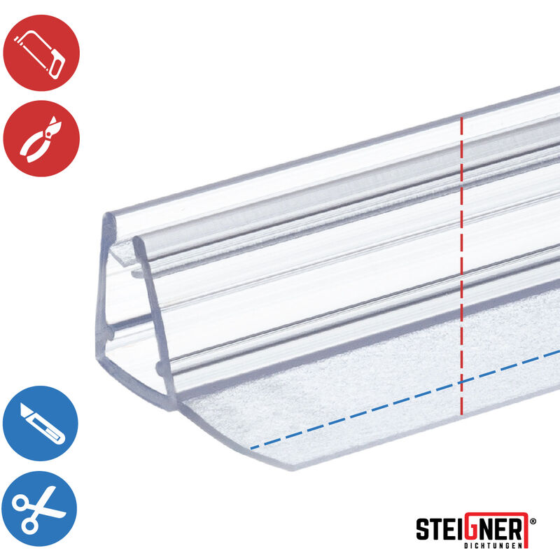STEIGNER Joint de douche pour paroi en verre, 70cm, vitre 5/6 / 7 mm, joint  d'étanchéité droit PVC, UK21 : : Bricolage