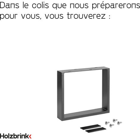 Holzbrink Pied de table en métal Noir  support de table / cadre pour table basse, table à manger, bureau, banc  1 pied taille 40 x 43 cm