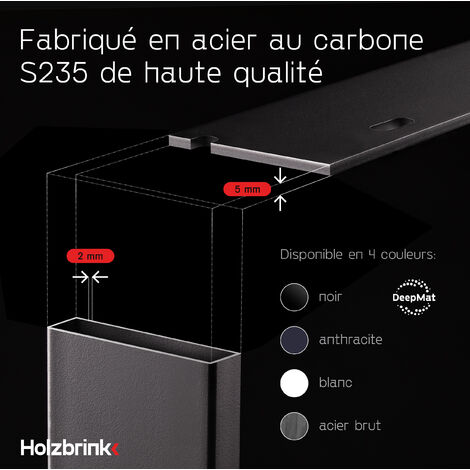 Holzbrink Pied de table en métal Noir  support de table / cadre pour table basse, table à manger, bureau, banc  1 pied taille 40 x 43 cm