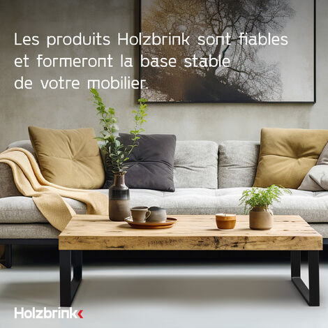 Holzbrink Pied de table en métal Noir  support de table / cadre pour table basse, table à manger, bureau, banc  1 pied taille 40 x 43 cm
