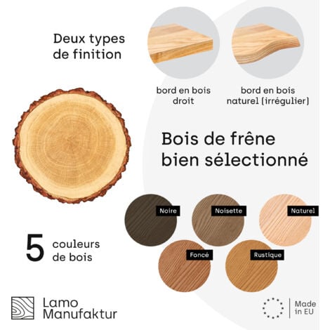 LAMO Manufaktur 3 étagères murale en bois avec fixation invisible 42/36/30cm  Etagère murale en 100% bois massif  Etagère murale pour salon  SET 1 étagères bord irrégulier Couleur: Foncé