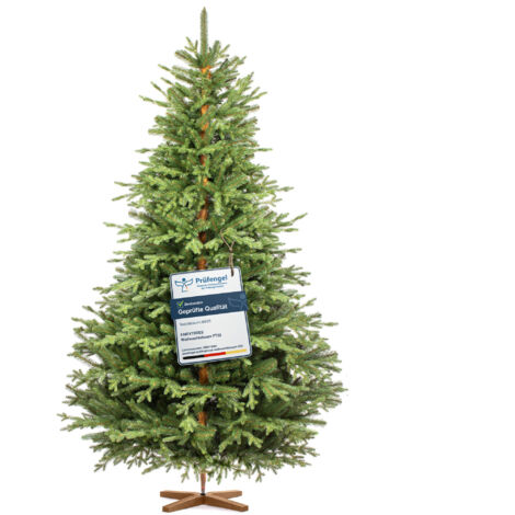 Sapin de Noël artificiel 220 cm – Aiguilles en PE et PVC – Support en bois de frêne avec patins en feutre – Effet naturel – Fairytrees