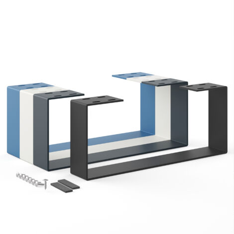 Holzbrink – Pied de table en métal noir 50x20cm – Support pour table basse, bureau, commode – Acier 5mm, charge jusqu'à 100kg – Installation rapide