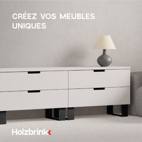 HOLZBRINK Pied de Table en métal Noir 1 pièce  Support de Table/Cadre pour Table Basse, Table à Manger, Bureau, Banc  Pied Taille: 37x15cm