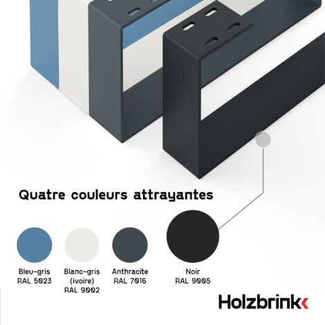 HOLZBRINK Pied de Table en métal Noir 1 pièce  Support de Table/Cadre pour Table Basse, Table à Manger, Bureau, Banc  Pied Taille: 37x15cm