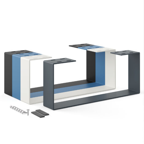 Holzbrink – Pied de table en métal gris 50x20cm – Acier 5mm – Charge maximale 100kg – Accessoires de montage inclus – Pour tables basses et bureaux