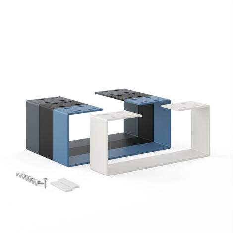Holzbrink – Pied de table en métal blanc gris – Dimensions 37x15cm – Charge max 100kg – Accessoires de montage inclus – Pour bureaux et tables basses