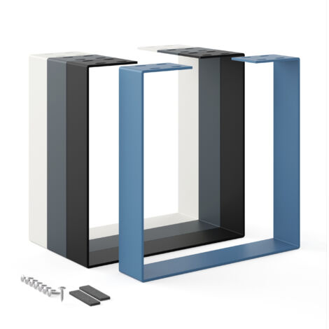 Holzbrink – Pied de table en métal bleu 40x43 cm – Acier 5 mm – Charge max 100 kg – Support pour table basse et banc – Accessoires de montage inclus