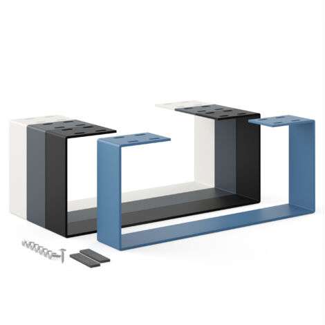 Holzbrink – Pied de table en métal bleu 50x20cm – Charge maximale 100kg – Accessoires de montage inclus – Pour tables basses et bureaux