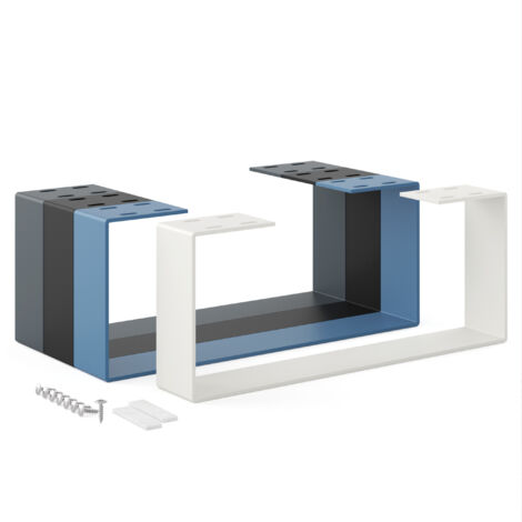 Holzbrink – Pied de table en métal blanc-gris 50x20cm – Charge max 100kg – Installation rapide – Accessoires de montage inclus
