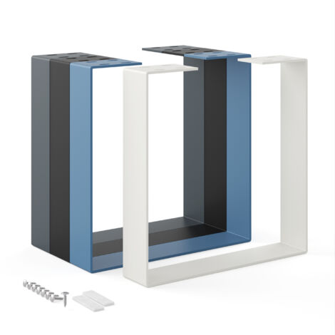 Holzbrink – Pied de table en métal blanc-gris 40x43cm – Support robuste pour table basse et bureau – Charge jusqu'à 100kg – Installation rapide