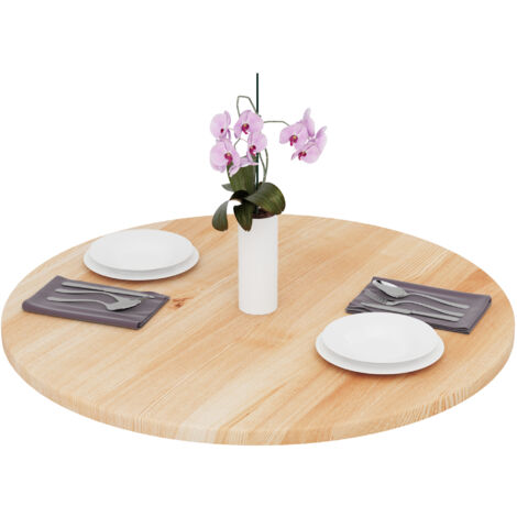 LAMO Manufaktur Plateau de table rond 90 cm en bois naturel Dessus rond de table à manger, de cuisine, de bistrot Épaisseur : 28 mm Couleur : Naturel (1/5)