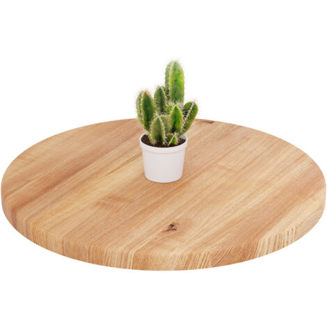 LAMO Manufaktur Plateau de table rond 50 cm en bois naturel Pour table basse ronde ou de chevet Épaisseur : 28 mm Couleur : Foncé